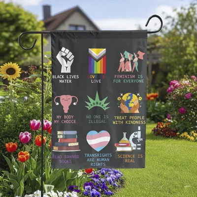 Vertical Garden - Activism And Equality Garden Flag - Black Lives Matter, Love Is Love, Feminism, Human Rights, And More Vertical Garden Flag