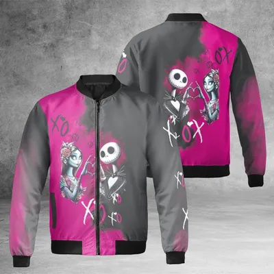 Jack Skellington Bomber Jacket, Windproof, Gothic Xo Quote, Nightmare Before Christmas Apparel Bomber Jacket