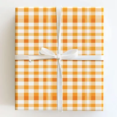 Papaya Gingham - Gift Wrap for Christmas, Holidays Wrapping Paper, Christmas Wrapping Paper