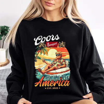 Coors Banquet Sweatshirt, 'Gulf Of America' Graphic, Perfect For Beach Days & Outdoor Gatherings, Comfortable Fit
