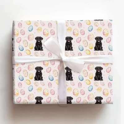 Easter Eggs with the Black Lab - Gift Wrap for Christmas, Holidays Wrapping Paper, Christmas Wrapping Paper
