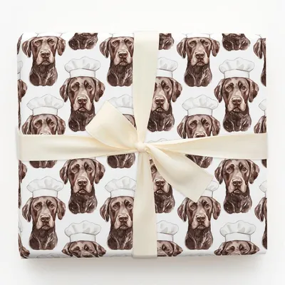 Cooking with the Brown Labs - Gift Wrap for Christmas, Holidays Wrapping Paper, Christmas Wrapping Paper