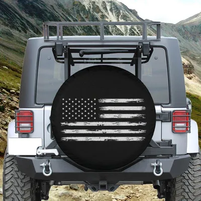 American Flag Spare Tire Cover, Usa Patriotic Distressed Backup Camera Hole Wheel, Men Women Girls Trailer Campers Spare Tire Cover