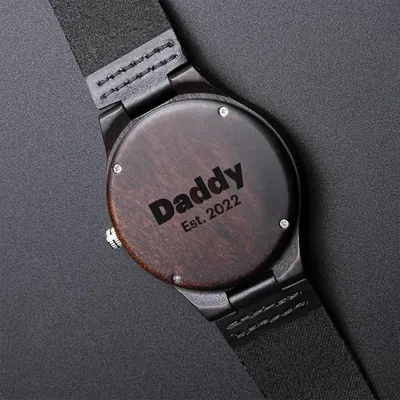 Promoted To Daddy Watch - Promoted To Daddy - Engraved Chronograph Watch For New Dad Gift From Wife To Husband Expecti Engraved Wooden Watch