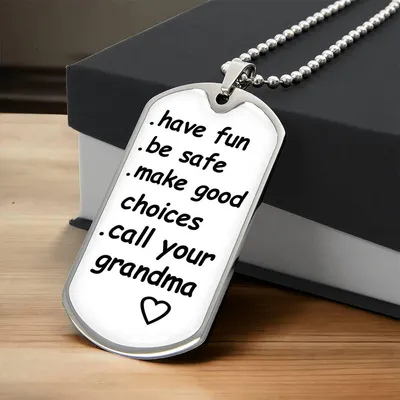 To My Grandson Necklace, Personalized Gift For Grandson, Birthday Gift For Grandson, Valentine Gift For Grandson From Grandma - Army Tag Necklace, Dog Tag