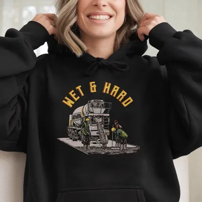 Concrete Worker Hoodie  Black Cotton Hoodie With Cement Truck Graphic Funny Construction