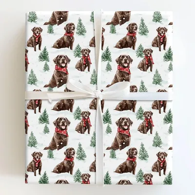 Snow Day for Chocolate Labs - Gift Wrap for Christmas, Holidays Wrapping Paper, Christmas Wrapping Paper