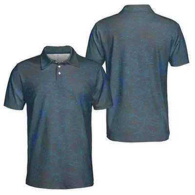 The Cinci Dayton Columbus By Starlight Polo Polo Shirt, Blue Green Purple Visualization, Techwear Style, Abstract System