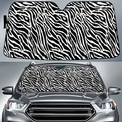 White And Black Zebra Skin Texture Car Sun Shades Cover Auto Windshield PrintSyde