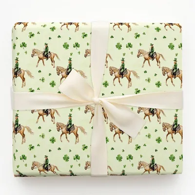 Shamrocks with the American Quarter Horse - Gift Wrap for Christmas, Holidays Wrapping Paper, Christmas Wrapping Paper