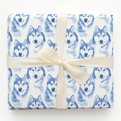 Go Husky Blue - Gift Wrap for Christmas, Holidays Wrapping Paper, Christmas Wrapping Paper