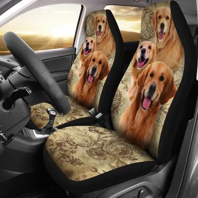 Vintage Golden Retriever Universal Fit Car Seat Covers
