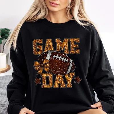 Printed Game Day Football Sweatshirt Glitter Football Football Mama Sweatshirt Football Mom Sweatshirt Game Day Sweatshirt Sports Gift