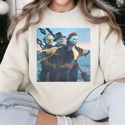 Vintage Halloween Graphic Sweatshirt Horror Movie Sweatshirt Horror Characters Funny Halloween Sweatshirt Unisex Sweatshirt Menswear Womenswe