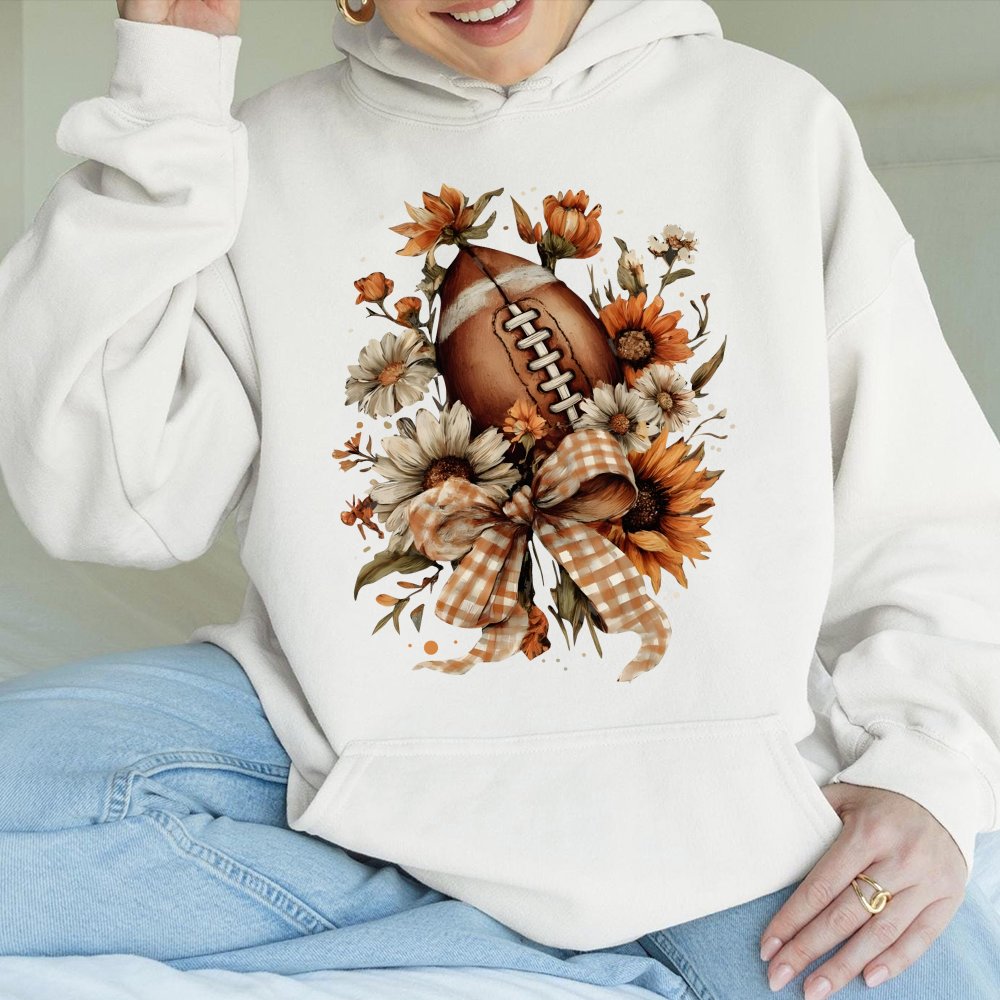 Football Game Day Hoodie Football Fall Autumn Floral Football Touchdown Season