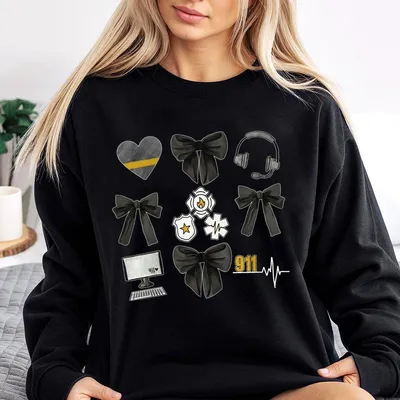 Dispatcher Bow Sweatshirt 911 Sweatshirt Emergency Crew Sweatshirt Police Officer Clothing