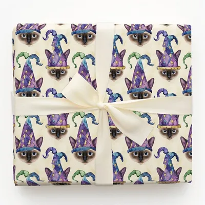 Mardi Gras Siamese - Gift Wrap for Christmas, Holidays Wrapping Paper, Christmas Wrapping Paper