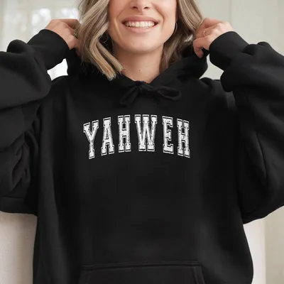 Yahweh Hoodie Casual Long Sleeve Crewneck Pullover Christian Letter Print Hoodie Religious Gift For Women Men