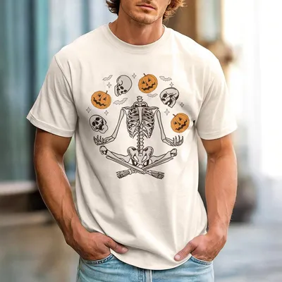 Funny Dancing Skeleton T Shirt,Pumpkin Skeleton Tee,Halloween Party Gift,Spooky Season Fall Top