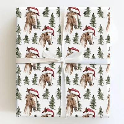 Horse Barn Cheer - Gift Wrap for Christmas, Holidays Wrapping Paper, Christmas Wrapping Paper