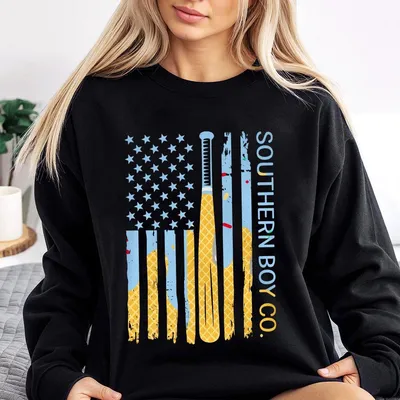 Baseball Ice Cream Bat Flag Boy Youth Graphic Sweatshirt Country Boy Clothes Boys Clothing Toddler Boy Clothing