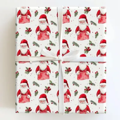 Red Chef Santa - Gift Wrap for Christmas, Holidays Wrapping Paper, Christmas Wrapping Paper