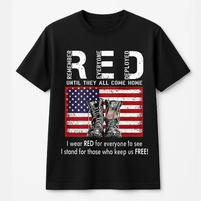 Remember Everyone Deployed Boots Flag Graphic,,Veterans Day T-Shirt,Trending T-Shirt,Graphic Print,Casual Streetwear