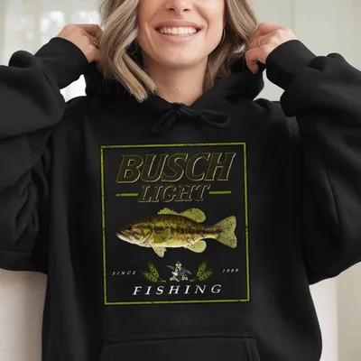 Busch Light Fishing Bass Graphic Hoodie, Unisex Hoodie For Men And Women, Casual Daily Wear, Perfect For Fishing Enthusiasts