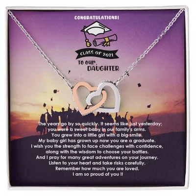 Interlocked Never-Ending Love Necklace For My Loving Graduate Daughter Interlocking Hearts Necklace