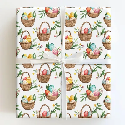 Bunny Basket - Gift Wrap for Christmas, Holidays Wrapping Paper, Christmas Wrapping Paper