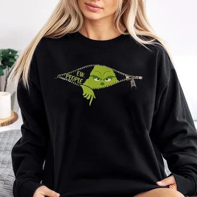 Ew People Funny Christmas Sweatshirt Retro Holiday Jumper Vintage Green Character Xmas Sweatshirt Unisex Streetwear Top Tre