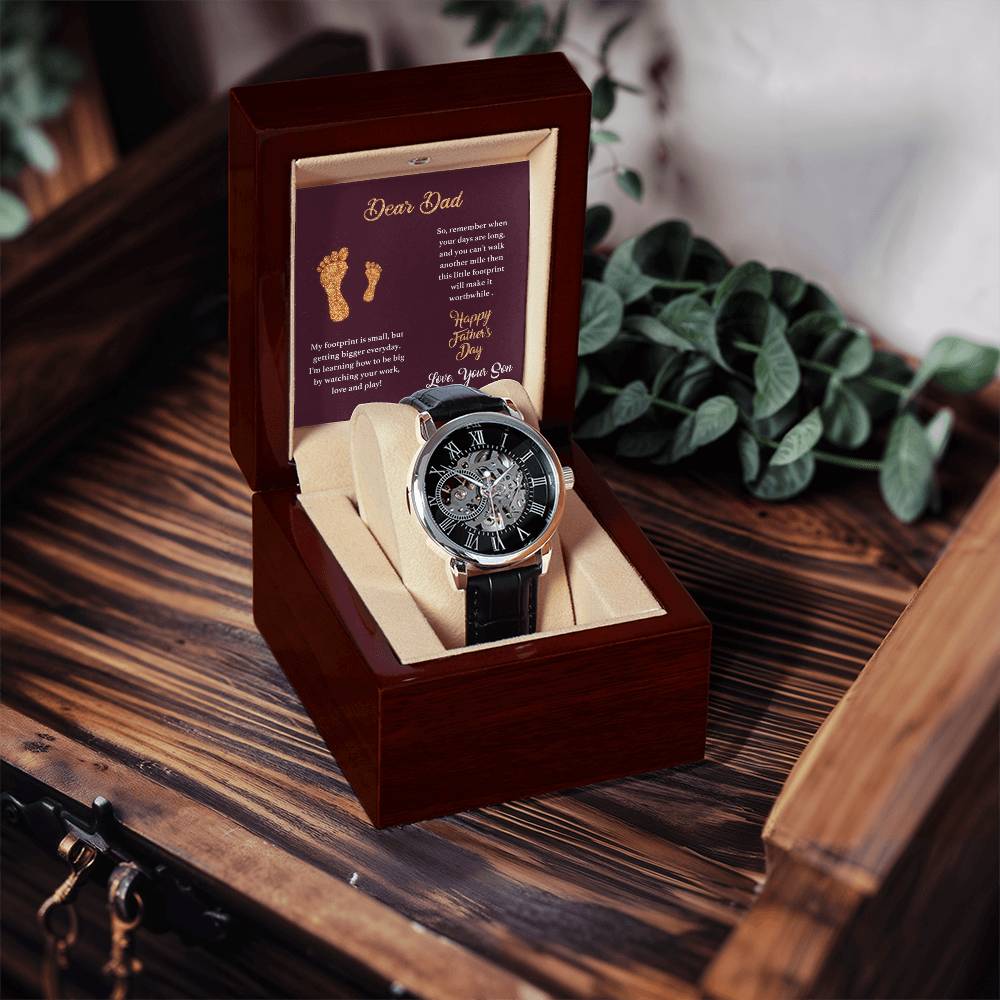 To My Dad Watch Happy Father's Day Gift From Son Wrist Watch For Men Openwork Watch With Message Card For Dad To Dad From Son Gift