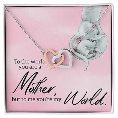 To My Mom World Love You Always Interlocking Hearts Necklace