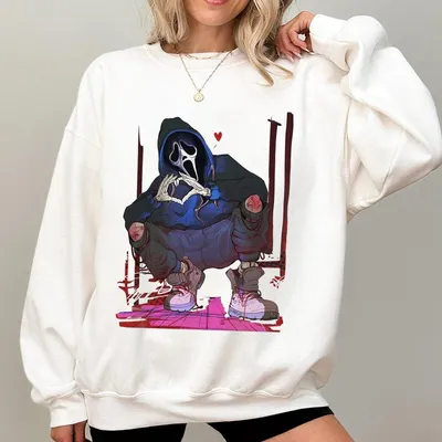 Ghost Face Sweatshirt Dead By Daylight Horror Game Sweatshirt For Men Cotton Streetwear Casual Gamer Style