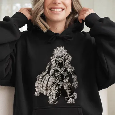Retro Vintage Limited Bakugo My Hero Acedemia Anime Double Printed Oversized Washed Hoodie Unisex Oversize Anime Manga