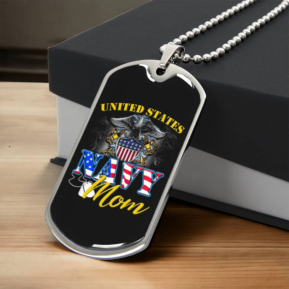 United States Navy Mom Necklace - Army Tag Necklace, Dog Tag