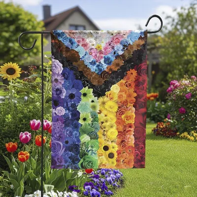 Vertical Garden - Floral Progressive Pride Flag Garden & House Banner, Lgbtq+ Flag For Home, Beautiful Flower Gay Pride Garden Flag, Pride Is Beauty Gift Vertical Garden Flag