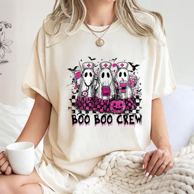 Boo Boo Crew Halloween Nurse T-shirt – Neon Ghost Nurse Tee, ER Nurse, Spooky Coquette