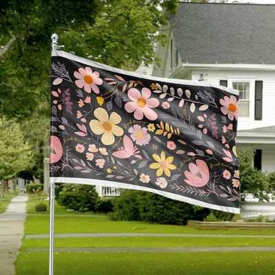 Pink Floral Vintage Pattern Social Protest Horizontal House Fla Horizontal House Flag