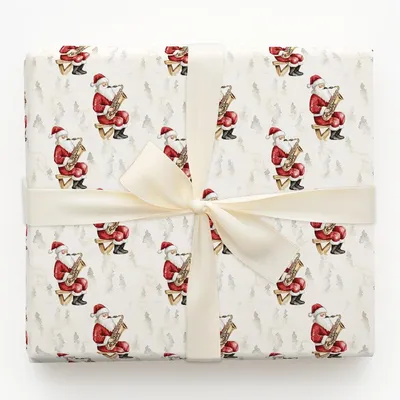 Saxing Through the Snow - Gift Wrap for Christmas, Holidays Wrapping Paper, Christmas Wrapping Paper