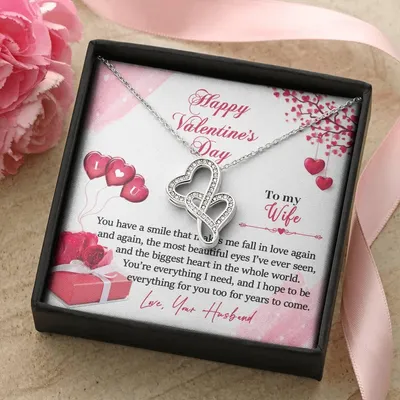To My Wife - I Love You Double Hearts Necklace