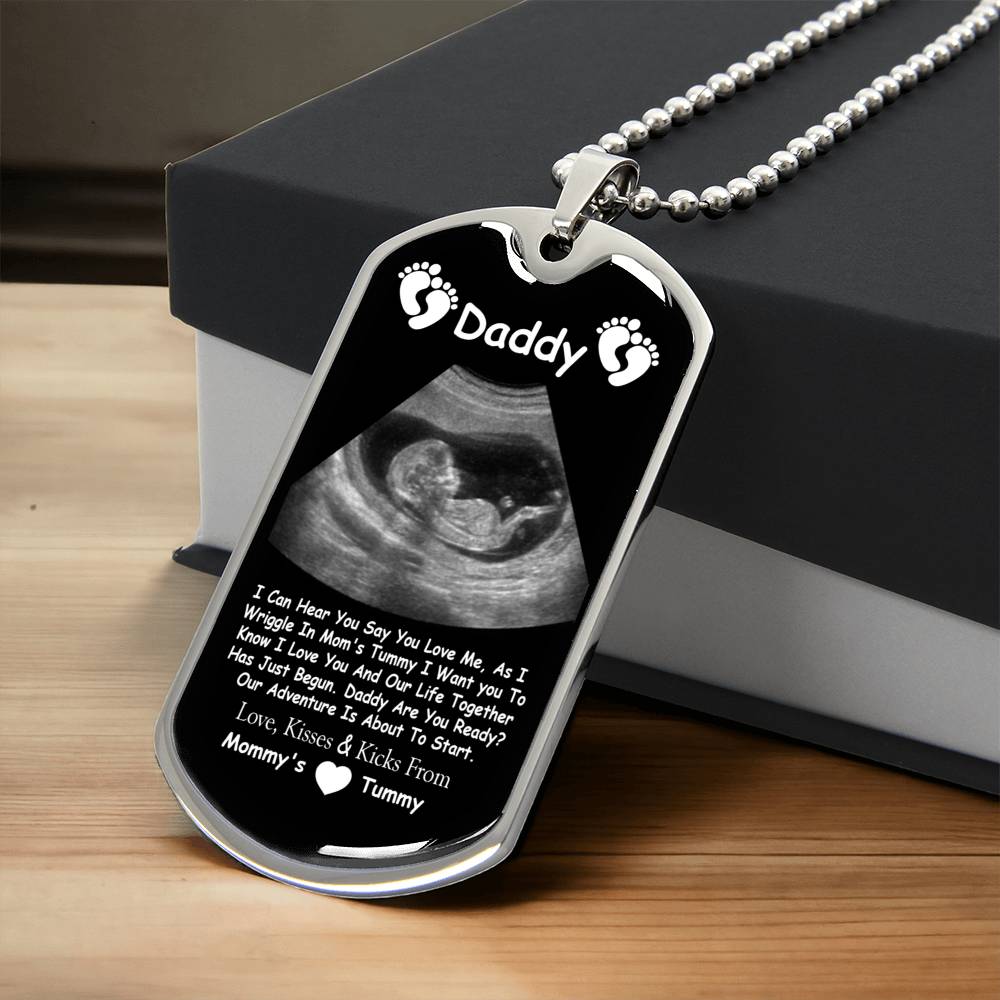 Personalized Necklace, New Dad Gift, Daddy Gift From Unborn, New Dad Gift From Wife, Bump Gift, New Dad Gift Idea - Army Tag Necklace, Dog Tag
