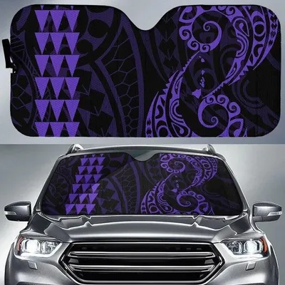 Purple Kakau Polynesia Hawaii Printed Car Sun Shade Cover Auto Windshields PrintSyde