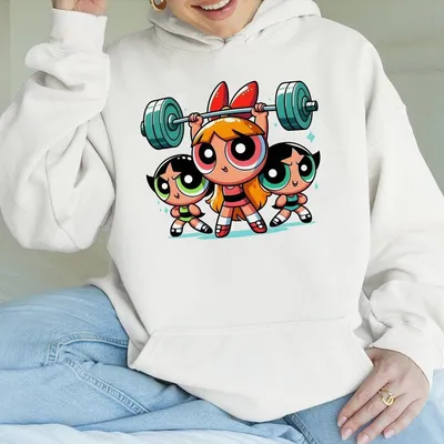 Bubleess Powerpuffff Girls Gym Cute Hoodie, Gym Hoodie, Graphic Gym Hoodie, Gym Hoodie Women, For Men