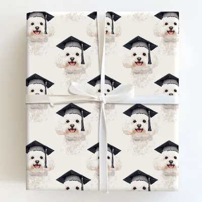 Bichon Frise Graduate - Gift Wrap for Christmas, Holidays Wrapping Paper, Christmas Wrapping Paper