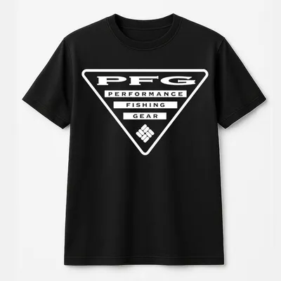 Columbia Pfg T-Shirt, Triangle Performance Fishing Gear Logo Graphic, Outdoor Angler T-Shirt For Men, Lightweight Fishing Apparel