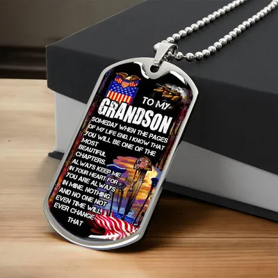 To My Grandson - Army Tag Necklace, Dog Tag