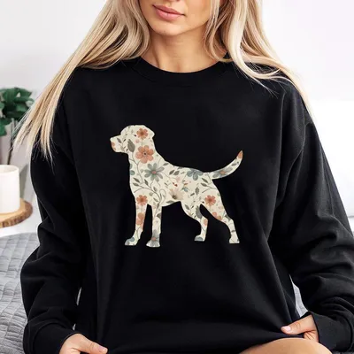 Floral Labrador Retriever Sweatshirt Lab Dog Mom Wildflower ,Cottagecore Boho Sweatshirt,Gift For Dog Lover