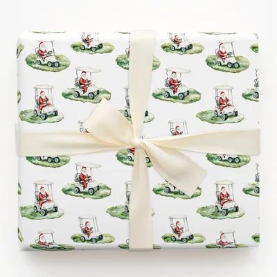 Claus on the Course - Gift Wrap for Christmas, Holidays Wrapping Paper, Christmas Wrapping Paper