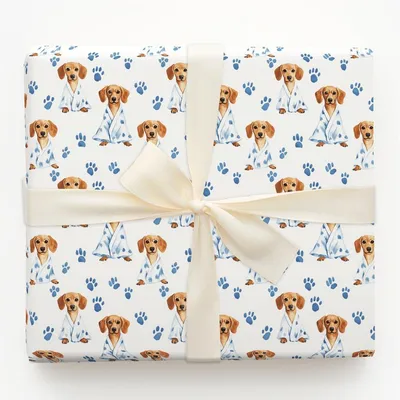 Spa Day with the Dachshunds - Gift Wrap for Christmas, Holidays Wrapping Paper, Christmas Wrapping Paper